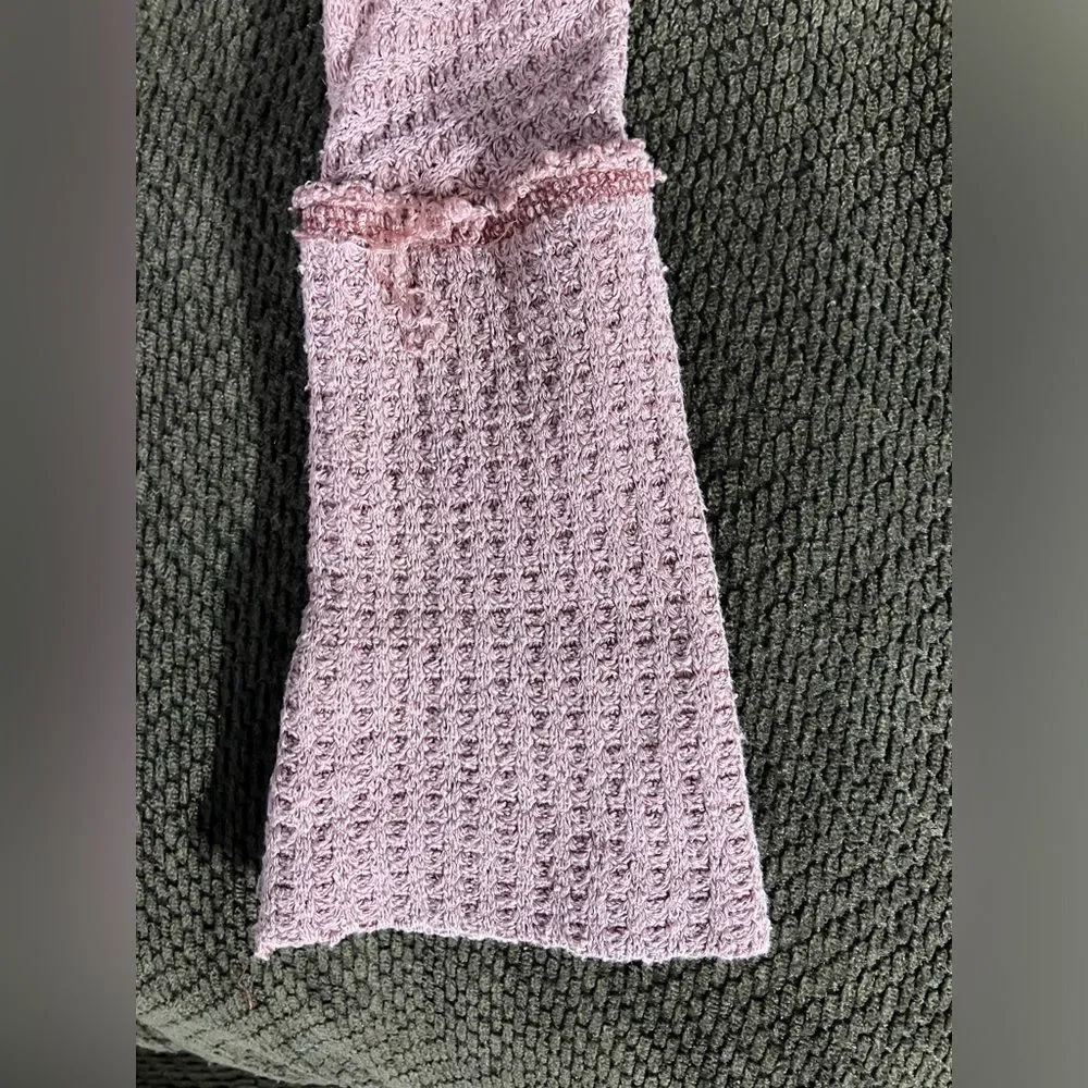 Free People Mercury Waffle Weave Long-Sleeve Sweater Mauve Medium - Picture 7 of 7